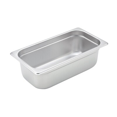 Winco SPJM-304 Steam Table Pan, 1/3 size, 6-7/8" x 12-3/4" x 4" deep, 24 gauge, anti-jamming, 18/8 stainless steel