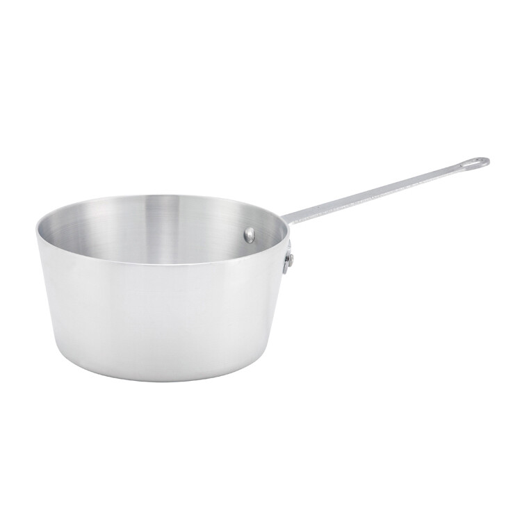 Winco ASP-5  Sauce Pan, 5 qt., 10-1/8&quot; dia. x 5-1/2&quot;H, tapered sides, without cover, riveted handle, 3.0mm thick, 3003 heavyweight aluminum, natural finish