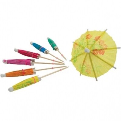 Winco PK-P4 Parasol Picks Wood with Umbrella Top, 3-15/16&quot;L - 20/Bag
