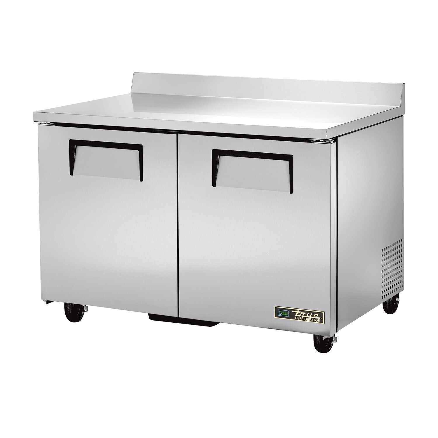 True TWT-48-HC Manufacturing Work Top Refrigerator, Two Section, Rear Mounted Self Contained