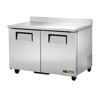 True TWT-48-HC Manufacturing Work Top Refrigerator, Two Section, Rear Mounted Self Contained