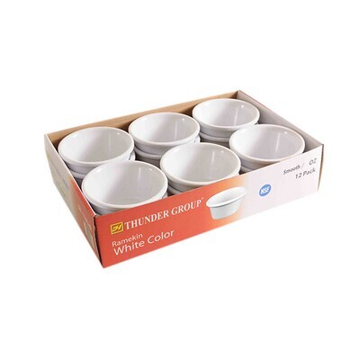 Thunder ML536W1R Ramekin, 2-1/2 oz. capacity, 2-7/8" dia., round, smooth, break-resistant, dishwasher safe, BPA free, melamine, white,