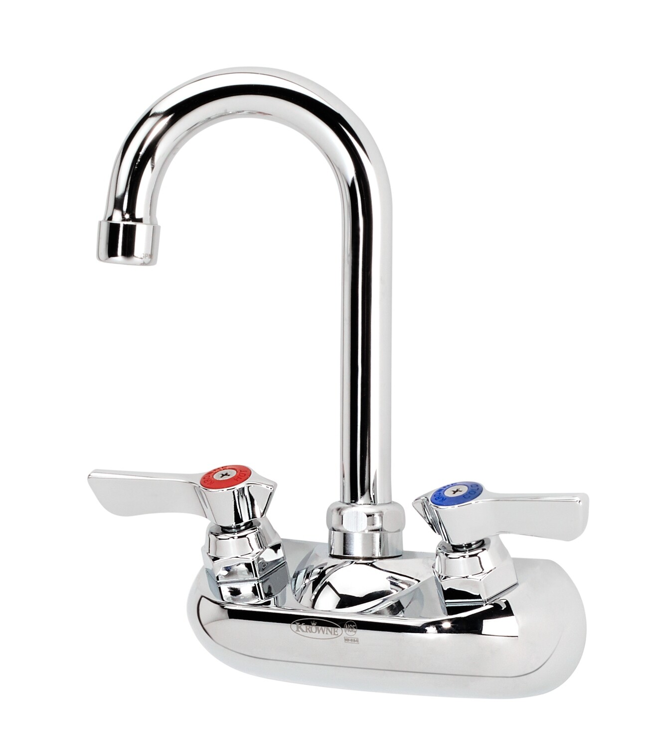 Krowne 10-400L Silver Series Faucet, Wall-Mounted, 4&quot; Centers, 3.5&quot; Gooseneck Spout