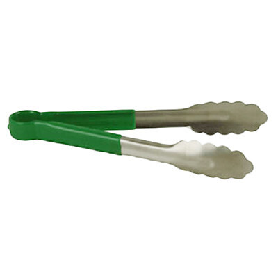 Thunder SLTG812G  Utility Tongs, 12&quot; L, one-piece, non-slip, color coded handle, stainless steel, green