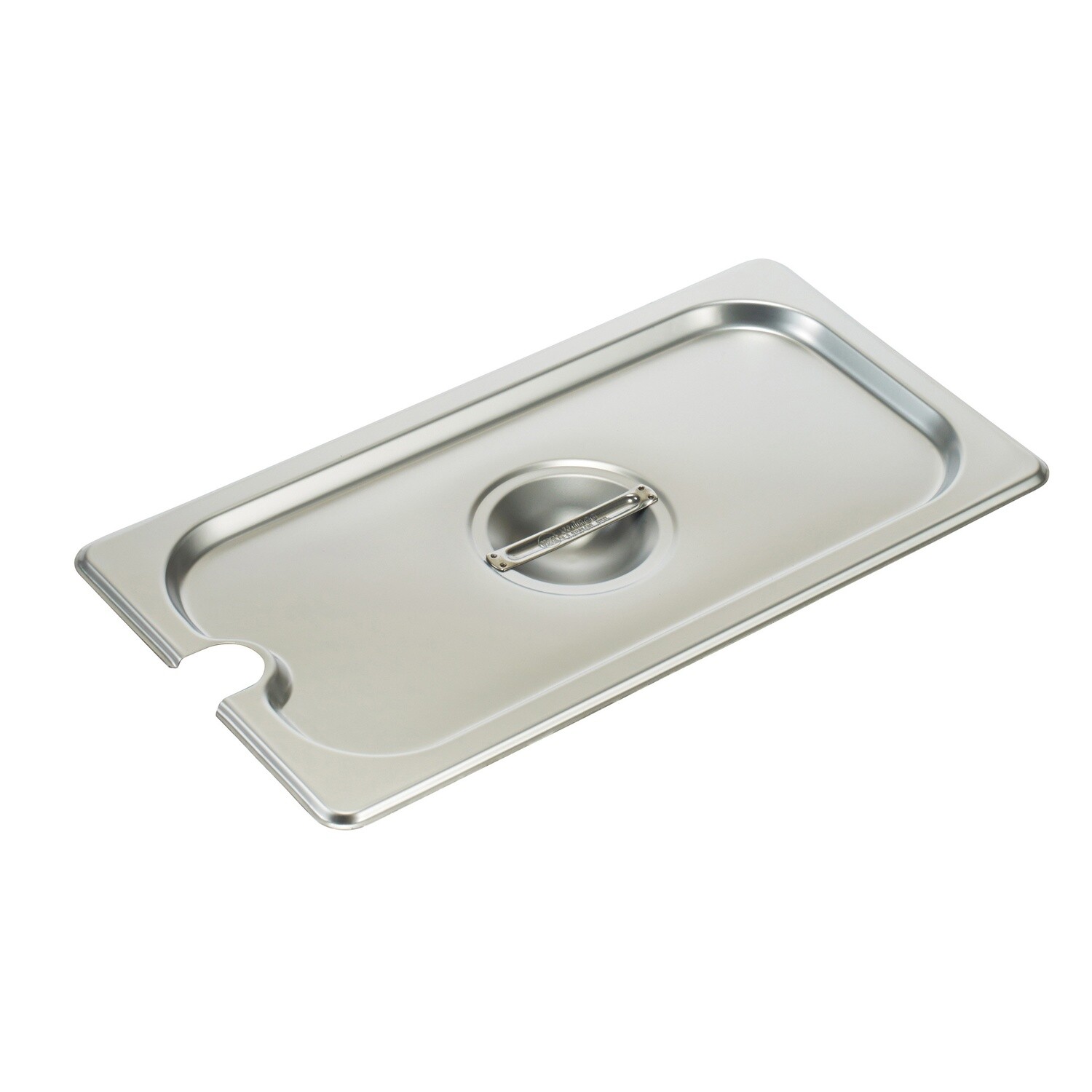 Winco SPCT Slotted Steam Table Pan Cover with Handle, Stainless Steel, 1/3 size
