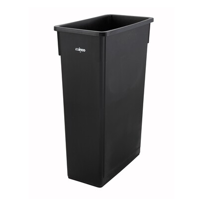 Winco PTC-23K  Slender Trash Can, 23 gallon, 20-1/8”L x 10-7/8”W x 29-7/8”H, HDPE, black