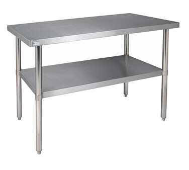 Klinger's SG 2424 Trading Work Table, Stainless Steel Top, Galvanize Legs & Adjustable Undershelf