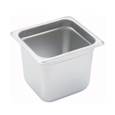 Winco SPJM-606 Steam Table Pan, 1/6 size, 6-7/8" x 6-5/16" x 6" deep, 24 gauge, anti-jamming, 18/8 stainless steel
