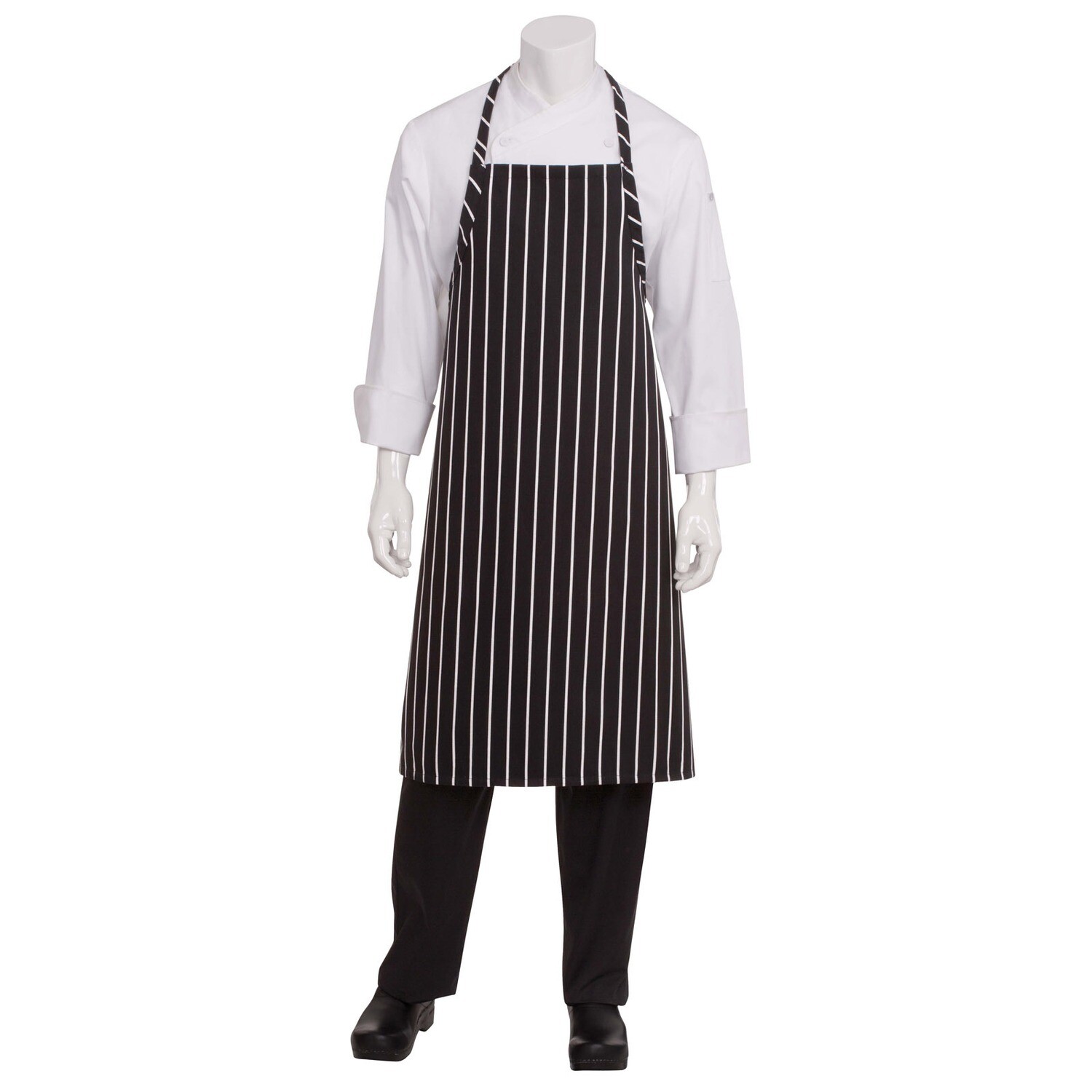 Chef Works A100BCS0 English Chef Apron, Black with Chalk Stripes