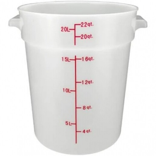 Winco PPRC-22W Storage Container, 22 qt., 12.31&quot; x 14.25&quot; x 14.75&quot;H, round, temperature range: -40°F to 160°F, with built-in handles, graduation markings in quarts &amp; liters, stain resistant, dishwashe