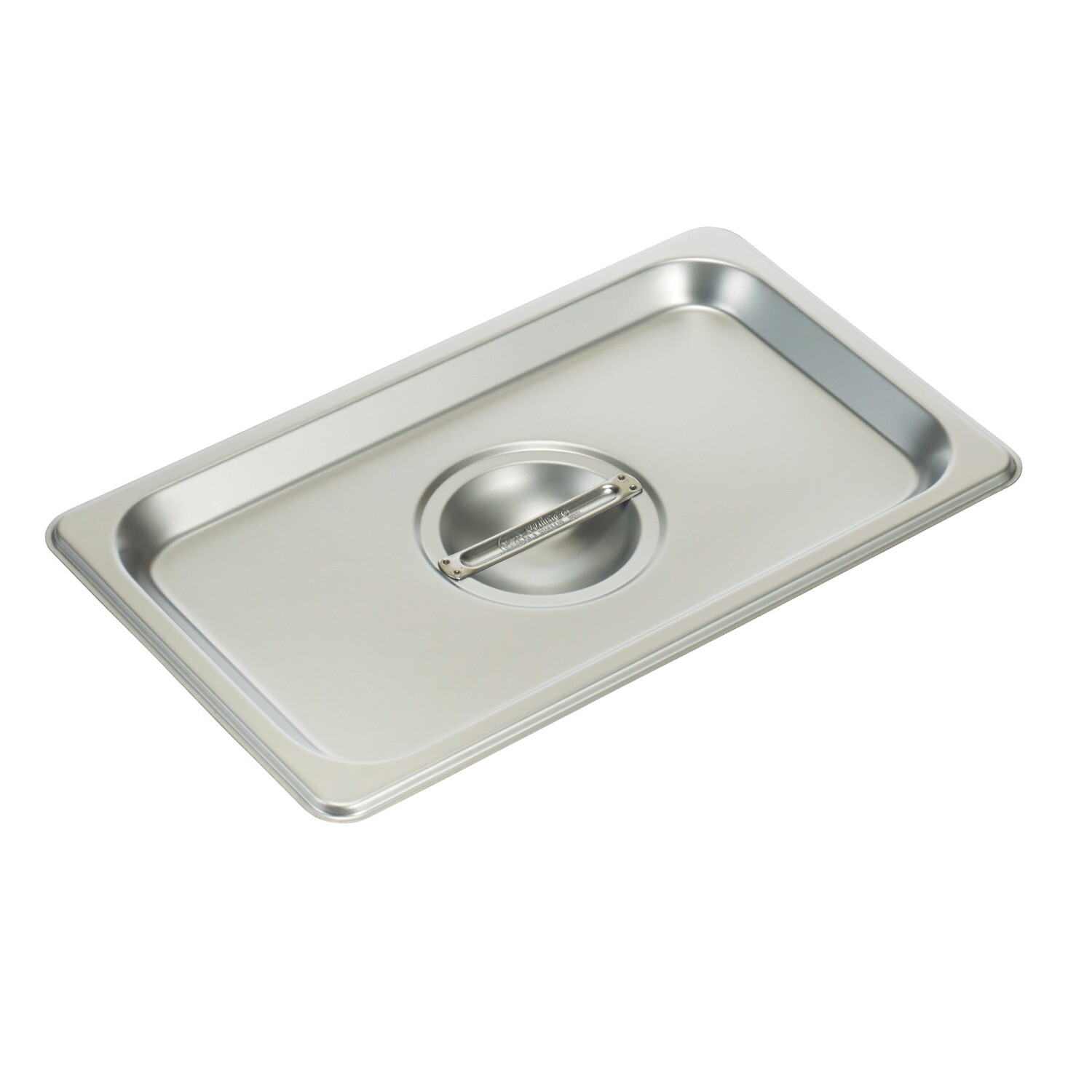 Winco SPSCQ Solid Steam Table Pan Cover with Handle, Standard Weight, Stainless Steel, Quarter Size