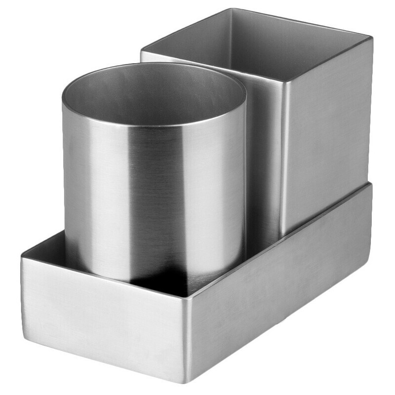 Winco  DDSG-301S Sugar Packet Holder Set, includes: (1) 2&quot; dia. round holder (DDSG-103S), (1) 2&quot; x 2&quot; square holder (DDSG-102S) and (1) rectangular base tray, stainless steel
