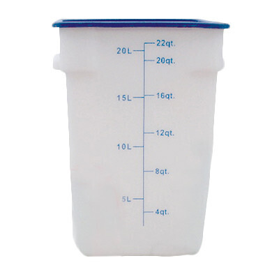 Thunder PLSFT022PP Food Storage Container, 22 quart, square, scratch &amp; break resistant, -40° to 210° F temperature range, polypropylene, white