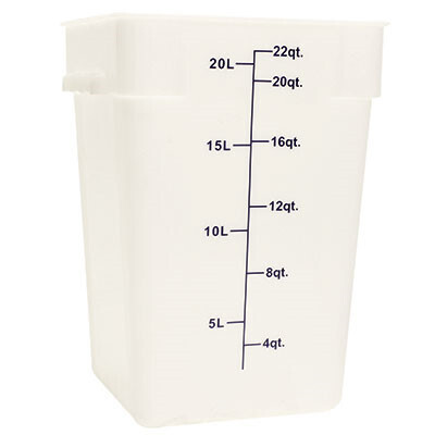 Thunder PLSFT022PP Food Storage Container, 22 quart, square, scratch &amp; break resistant, -40° to 210° F temperature range, polypropylene, white