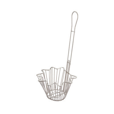 Winco TB-20 Taco Salad Bowl Basket, 8-3/10&quot; dia., round, 18&quot; long handle, nickel plated