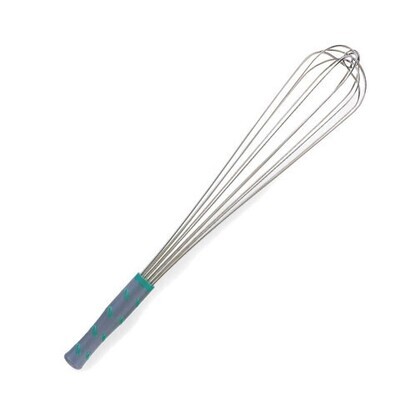 Vollrath 47095 French Whip, 20" long, one-piece, aqua nylon handle, heat resistant up to 475° F (246° C), textured handle with end knob, 18-8 type 304 stainless wires with center reinforcement wire