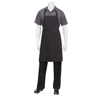 Chef Works F8NP-BLK-0  Butcher Bib Apron, Adjustable Neck Buckle, Black