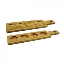 TableCraft FLIGHT1 Wood Paddle Flight, Reversible, Holds 4 Glasses, Bamboo
