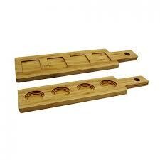 TableCraft FLIGHT1 Cash &amp; Carry Wood Paddle Flight, 17&quot; x 4&quot; x 5/8&quot;, holds (4) glasses up to 2-1/4&quot; dia. (shot glasses not included), reversible to accommodate FLBEER4 &amp; FLGLASS4, with slit for POS ca