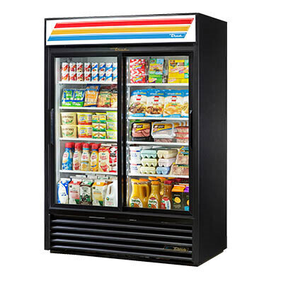 True Manufacturing GDM47HCLD Refrigerated Merchandiser, Two Section, Low-E Thermal Glass Sliding Doors