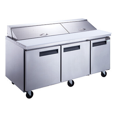 Dukers DSP72-20-S3 Sandwich/Salad Prep Table, three-section, 72&quot;W,