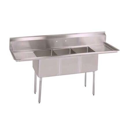 John Boos E3S8-15-14T15 E-Series Sink, 3-compartment, 75&quot;W x 20-1/2&quot; D x 43-3/4&quot; H