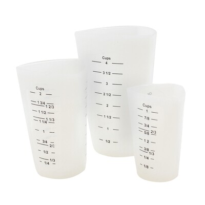 TableCraft HSMC3 Measuring Cup Set, includes: (1) 1 cup, (1) 2 cup &amp; (1) 4 cup, stackable, flexible, dishwasher &amp; microwave safe, heat resistant up to 450°F, silicone