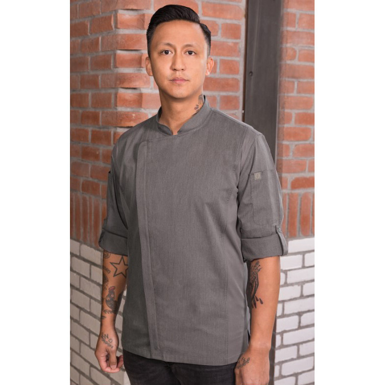 Chef Works BCLZ008-GRY-M Hartford Chef&#39;s Coat, Gray, Medium