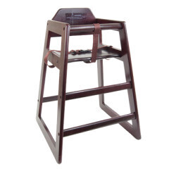 Thunder WDTHHC020A High Chair, 20&quot; x 22-5/6&quot; x 29-1/2&quot;, safety harness straps, wide stance, wood, mahogany finish, ASTM404 certified, KD