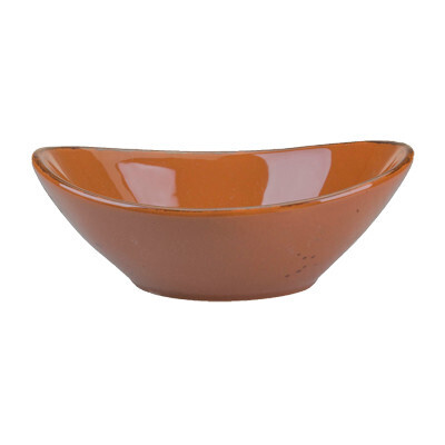 International SV15TE Bowl, 11 oz., 6-1/2&quot; x 4-1/2&quot;, oval, speckled, fully vitrified, microwave &amp; dishwasher safe, lead free, stoneware, terracotta - 1 Dozen