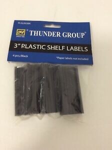 Thunder PLSL003BK  Shelf Label, 3&quot;, plastic, black (4 pcs/pack)