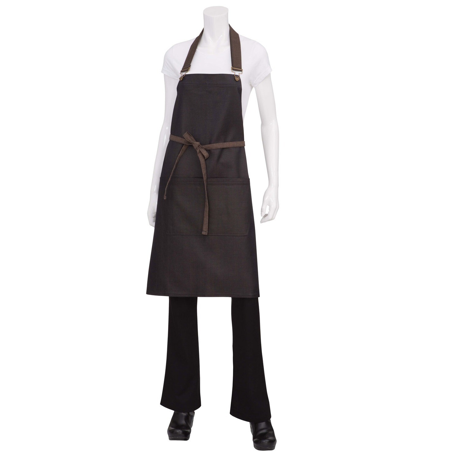 Chef Works ABWT051-BNB-0 Boulder Bib Apron, Brown-Black