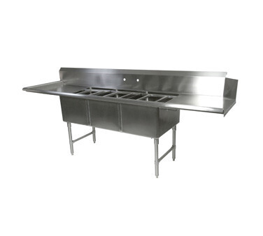 John Boos DT3B244-2D24L  Dishtable/Pot Sinks, clean, straight design, 121-5/8&quot;W x 30-3/8&quot;D x 44-1/16&quot;H