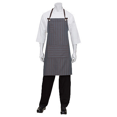 Chef Works AB028-DYG-0 Brooklyn Bib Apron, Riveted Pocket Ends, Blue-Chocolate