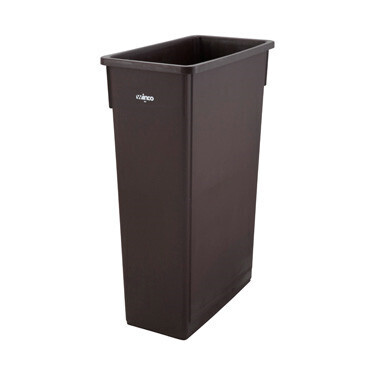 Winco PTC-23B  Slender Trash Can, 23 gallon, 20-1/8”L x 10-7/8”W x 29-7/8”H, HDPE, brown