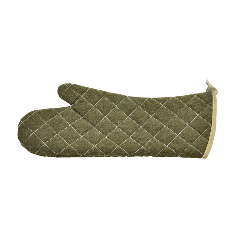 Winco OMF17  Flame Resistant Oven Mitt, Cotton, Green, 17&quot;