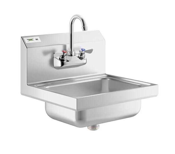 Regency 600HS17 17&quot; x 15&quot; Wall Mounted Hand Sink with Gooseneck Faucet