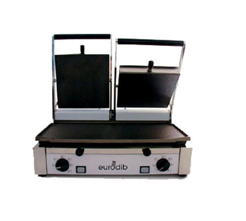 Eurodib PDF3000 Panini Grill, double, flat top &amp; bottom, 19.7&quot; x 10&quot; cast iron cooking plate,