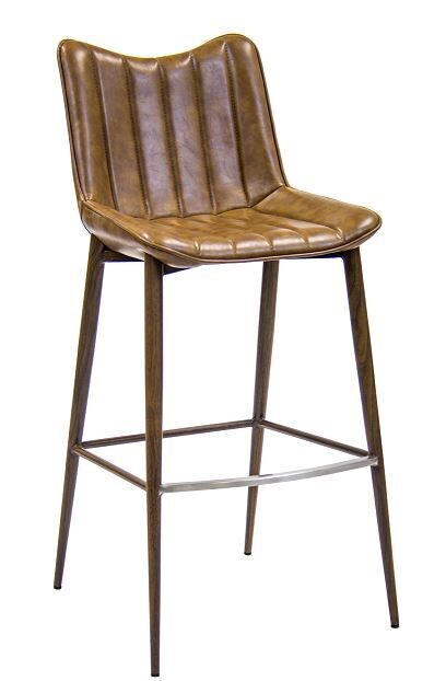 Everyday Restaurant  Furniture ERP-154-BS Indoor Wood Grain Metal Barstool with Brown Vinyl Seat and Back.