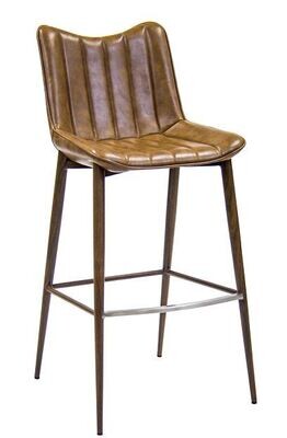 Everyday Restaurant  Furniture ERP-154-BS Indoor Wood Grain Metal Barstool with Brown Vinyl Seat and Back.