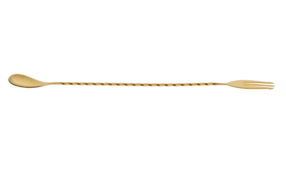 Mercer Culinary M37015GD Barfly Gold Plated Bar Spoon w/Fork End, 12-3/8&quot;