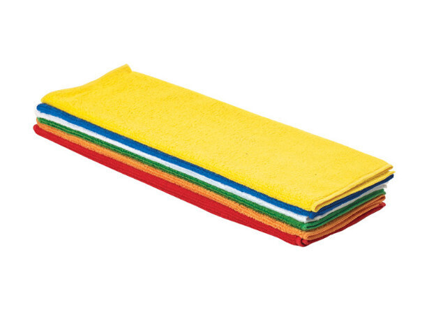 Winco BTM-16AC Bar/Kitchen Towel Set, 16&quot; x 16&quot;, square, includes: 1 of each color of white, green, yellow, blue, orange &amp; red, microfiber (6 each per pack)