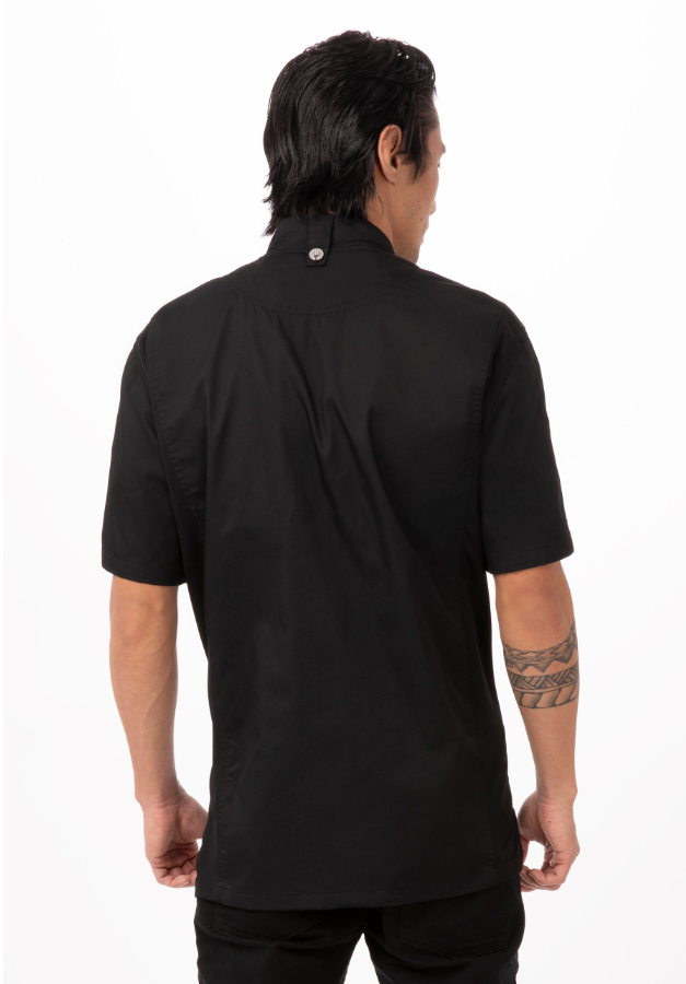 Chef Works BCSZ009-BLK-L  Springfield Chef&#39;s Coat Short Sleeve,  Large