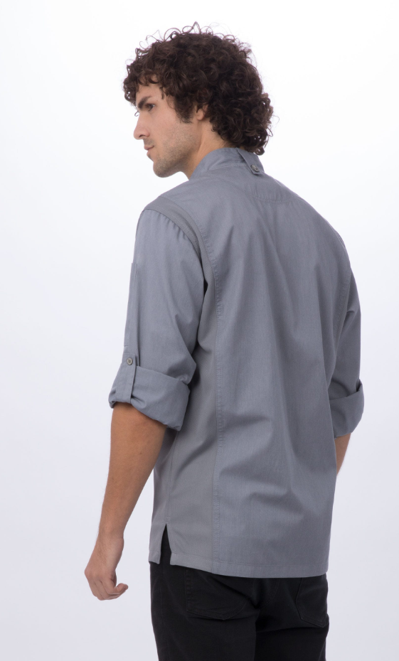 Chef Works BCLZ008-GRY-L Hartford Chef&#39;s Coat Long Sleeve, Gray, Large