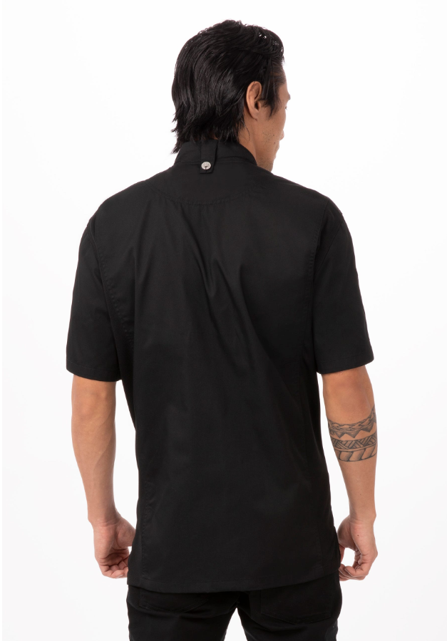 Chef Works BCSZ009-S Springfield Chef&#39;s Coat Short Sleeve, Black, Small