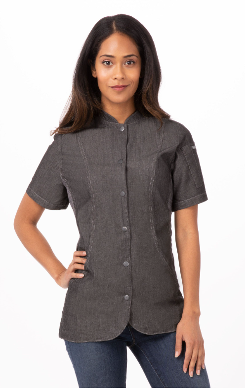 Chef Works CES05-WBLK Chelsea Woman Chef&#39;s Coat,