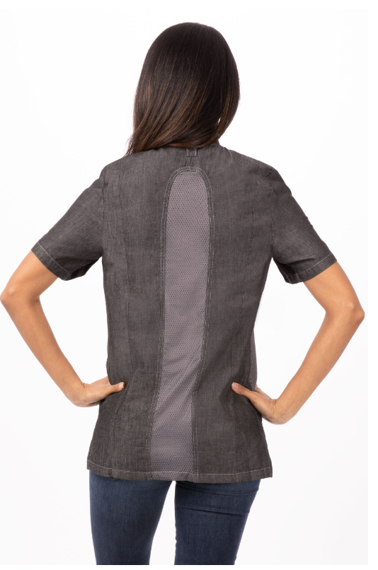 Chef Works CES05-WBLK Chelsea Woman Chef&#39;s Coat,