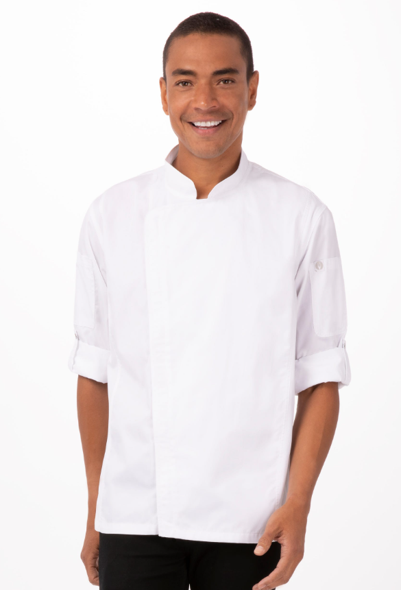 Chef Works BCLZ008-BLK-S Hartford Chef&#39;s Coat Long Sleeve, Black, Small