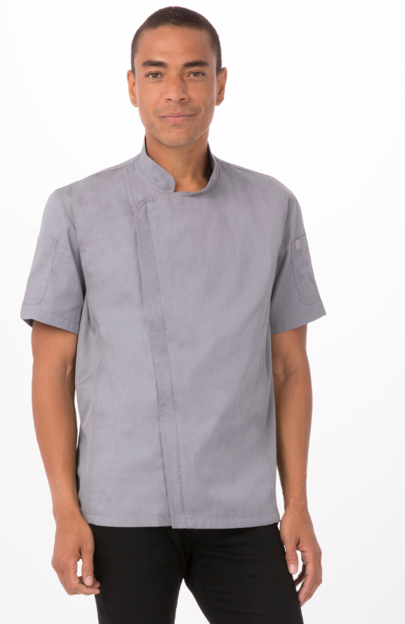 Chef Works BCSZ009-BLK-L  Springfield Chef&#39;s Coat Short Sleeve,  Large