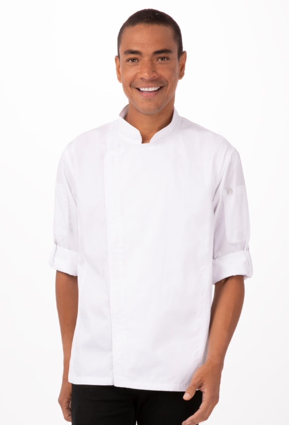 Chef Works BCLZ008-BLK-M Hartford Chef&#39;s Coat Long Sleeve Black- Medium